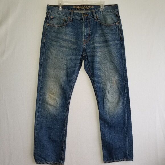 American Eagle Outfitters Jeans Men's 36 Distressed Denim Original Straight Leg - Picture 1 of 11